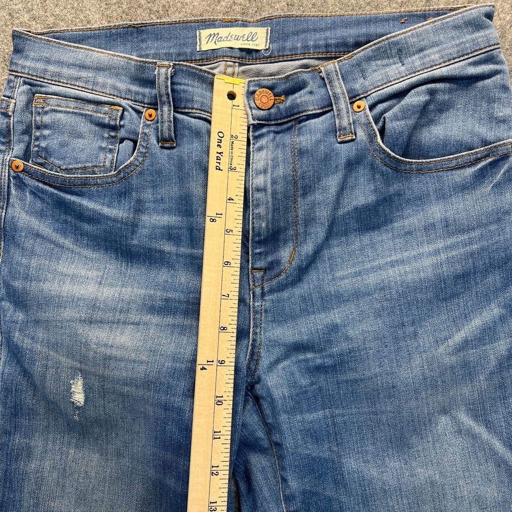 Madewell‎ Jeans Women's 30 9" High Riser Skinny Stretch Light Blue Distressed - Picture 6 of 14